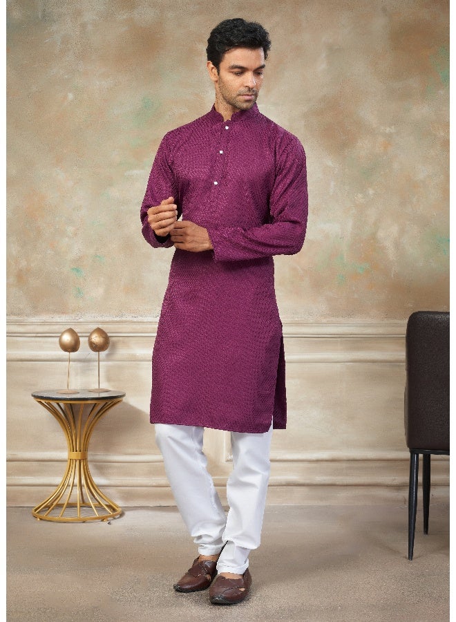 OUTLUK Purple Cotton Kurta for Men - Image 3